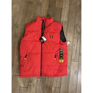 CAT Men's Puffer Vest Red Size Large New with Tags Full Zip‎